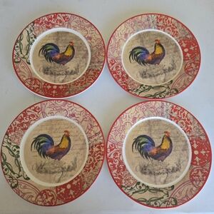 Set Of‎ 4 Rooster 8" Plates